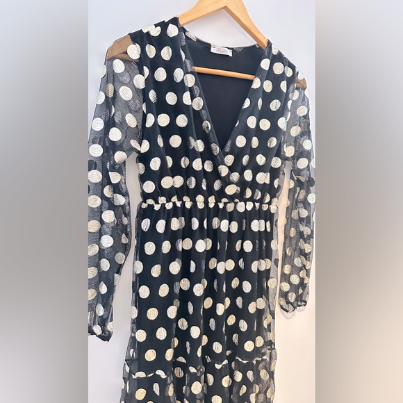 Long sleeve polkadot dress, made in Italy - Picture 3 of 6